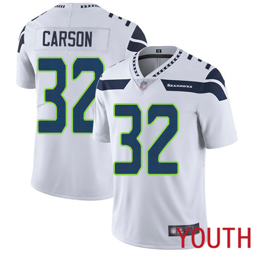 Seattle Seahawks Limited White Youth Chris Carson Road Jersey NFL Football #32 Vapor Untouchable->women nfl jersey->Women Jersey